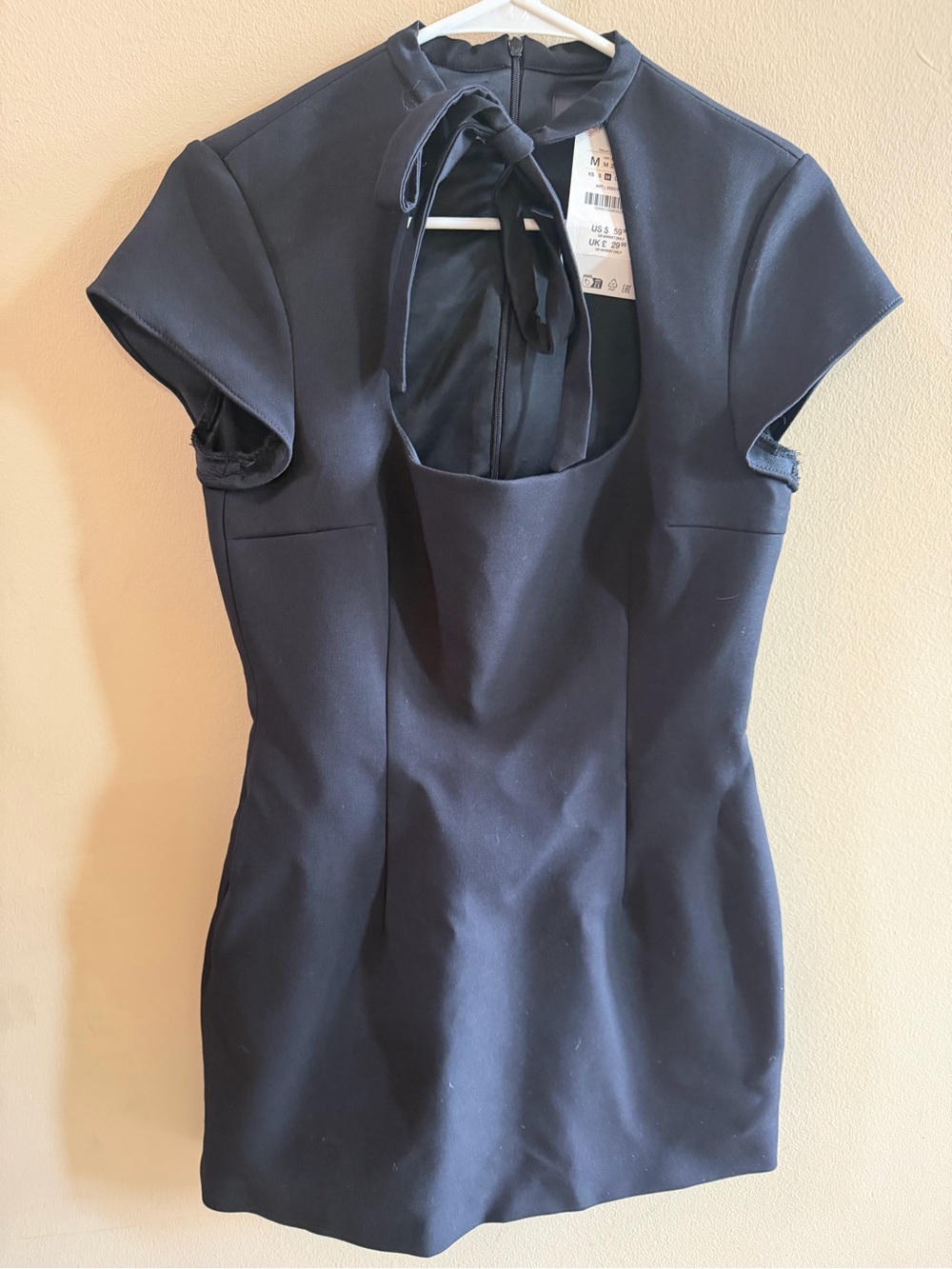 Zara Black Mini Dress with Keyhole Tie Back